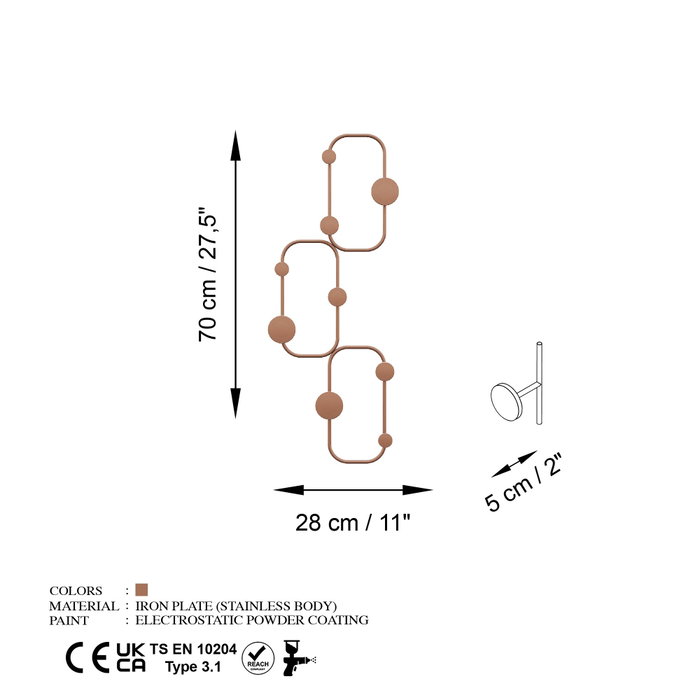 Wallity Lizzard-C Gancho de pared metálico en Cobre Wallity Lizzard-C Gancho de pared metálico en Cobre